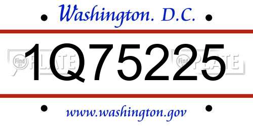 1Q75225 District Of Columbia License Plate