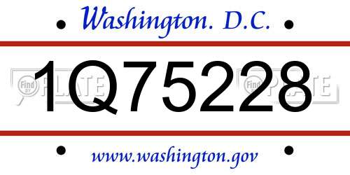 1Q75228 District Of Columbia License Plate