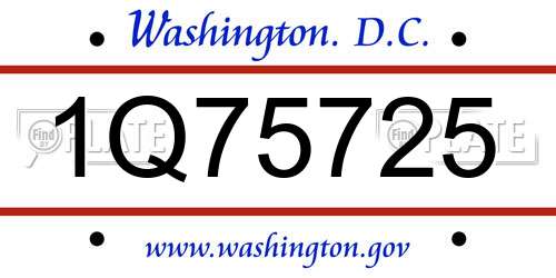 1Q75725 District Of Columbia License Plate