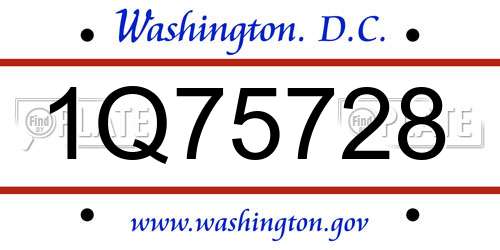 1Q75728 District Of Columbia License Plate