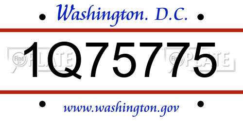 1Q75775 District Of Columbia License Plate