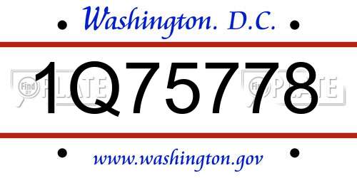 1Q75778 District Of Columbia License Plate