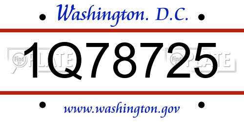 1Q78725 District Of Columbia License Plate