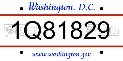 1Q81829 District Of Columbia License Plate