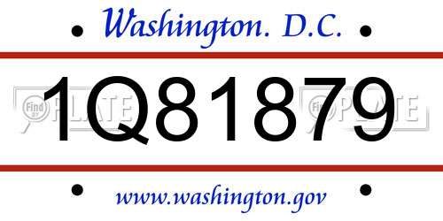 1Q81879 District Of Columbia License Plate