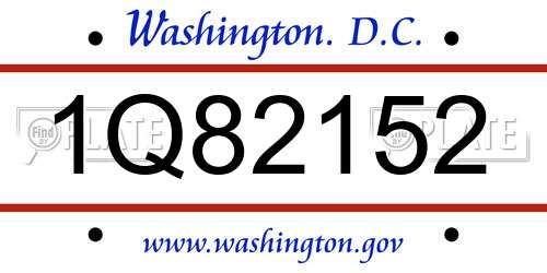 1Q82152 District Of Columbia License Plate