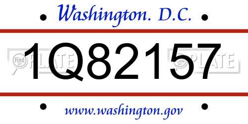 1Q82157 District Of Columbia License Plate