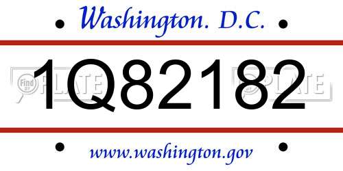 1Q82182 District Of Columbia License Plate