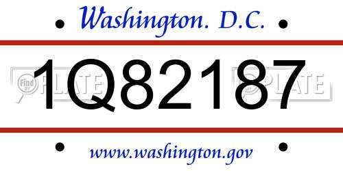 1Q82187 District Of Columbia License Plate