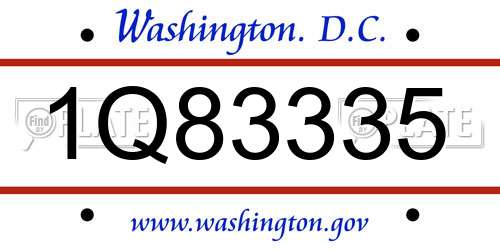 1Q83335 District Of Columbia License Plate