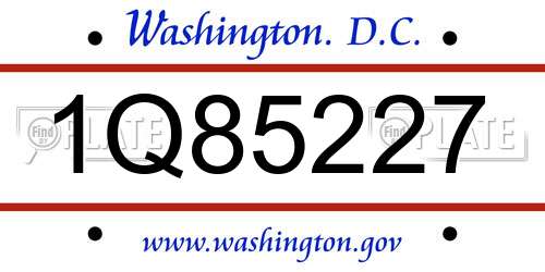 1Q85227 District Of Columbia License Plate