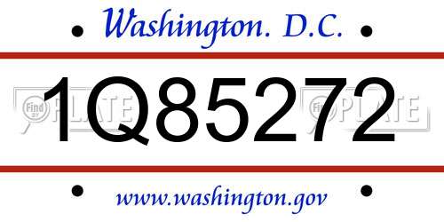 1Q85272 District Of Columbia License Plate