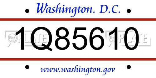 1Q85610 District Of Columbia License Plate