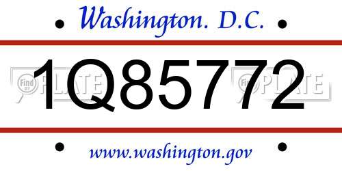 1Q85772 District Of Columbia License Plate