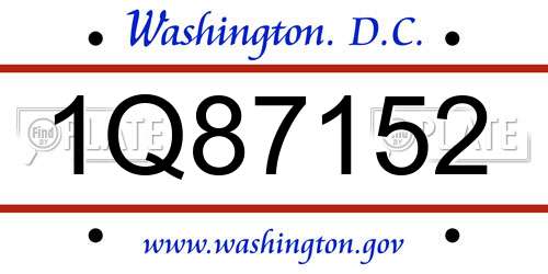 1Q87152 District Of Columbia License Plate