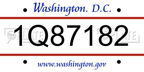 1Q87182 District Of Columbia License Plate