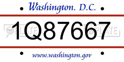 1Q87667 District Of Columbia License Plate