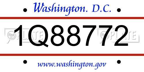 1Q88772 District Of Columbia License Plate
