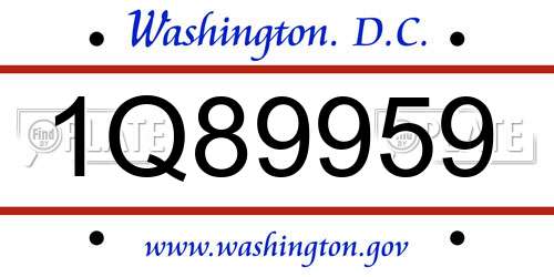 1Q89959 District Of Columbia License Plate
