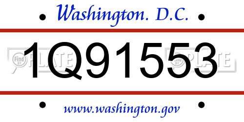 1Q91553 District Of Columbia License Plate