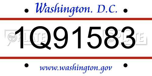 1Q91583 District Of Columbia License Plate