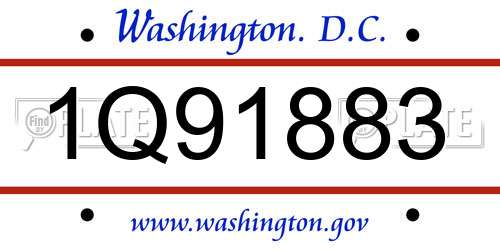 1Q91883 District Of Columbia License Plate