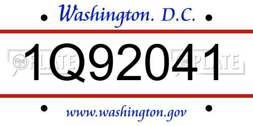 1Q92041 District Of Columbia License Plate