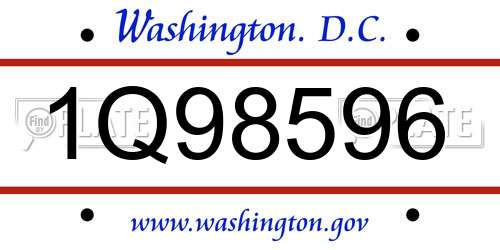 1Q98596 District Of Columbia License Plate