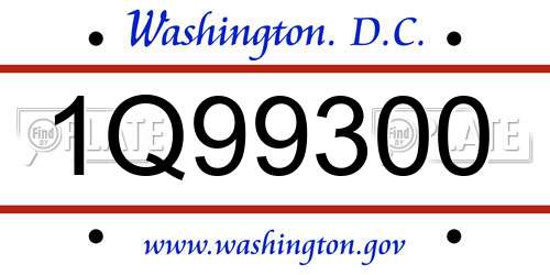 1Q99300 District Of Columbia License Plate