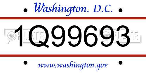 1Q99693 District Of Columbia License Plate
