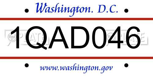 1QAD046 District Of Columbia License Plate
