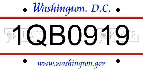 1QB0919 District Of Columbia License Plate