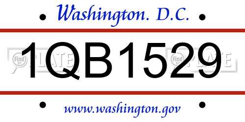 1QB1529 District Of Columbia License Plate