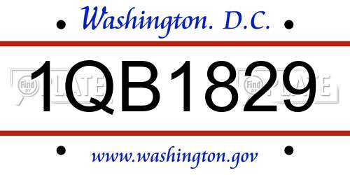 1QB1829 District Of Columbia License Plate