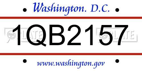1QB2157 District Of Columbia License Plate