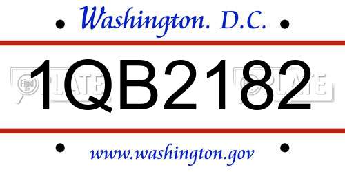 1QB2182 District Of Columbia License Plate
