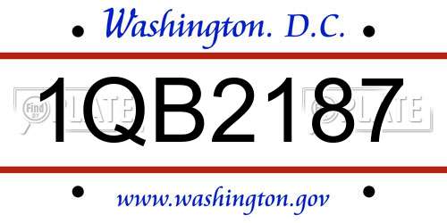 1QB2187 District Of Columbia License Plate