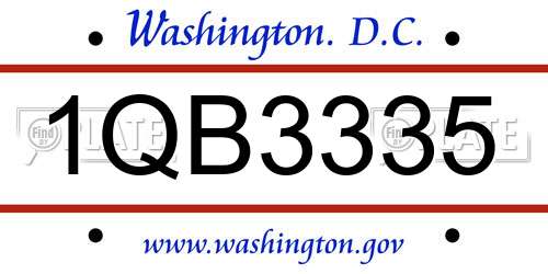 1QB3335 District Of Columbia License Plate