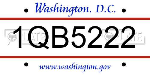 1QB5222 District Of Columbia License Plate