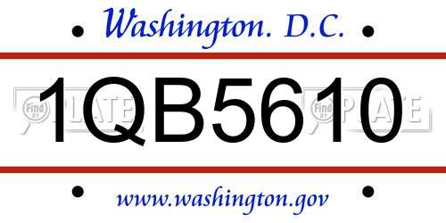 1QB5610 District Of Columbia License Plate