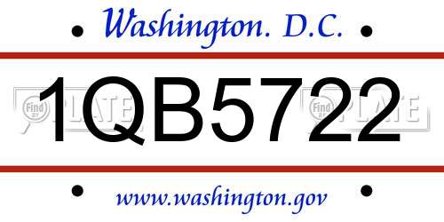 1QB5722 District Of Columbia License Plate