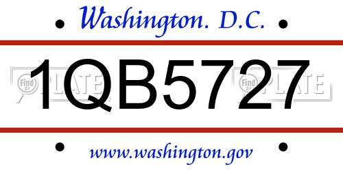 1QB5727 District Of Columbia License Plate