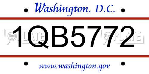 1QB5772 District Of Columbia License Plate