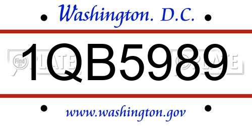 1QB5989 District Of Columbia License Plate
