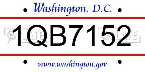 1QB7152 District Of Columbia License Plate