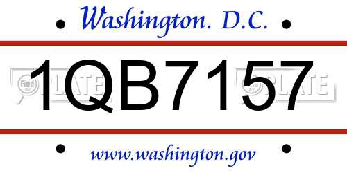 1QB7157 District Of Columbia License Plate