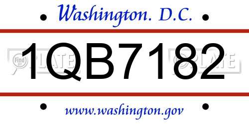 1QB7182 District Of Columbia License Plate