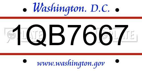 1QB7667 District Of Columbia License Plate