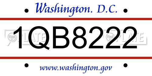 1QB8222 District Of Columbia License Plate