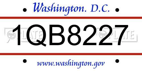 1QB8227 District Of Columbia License Plate